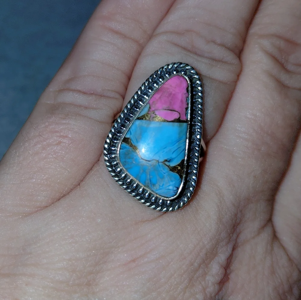 Cotton Candy Turquoise Sterling Silver Ring